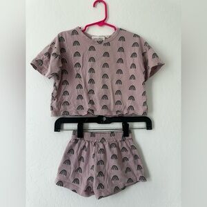 Kids Rainbow Pajama Set - Pink